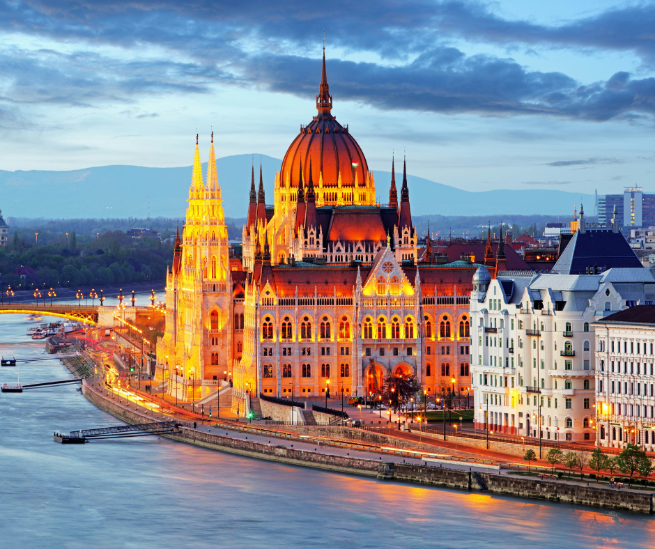 Budapest Parliament Building illuminated along the Danube River cruise